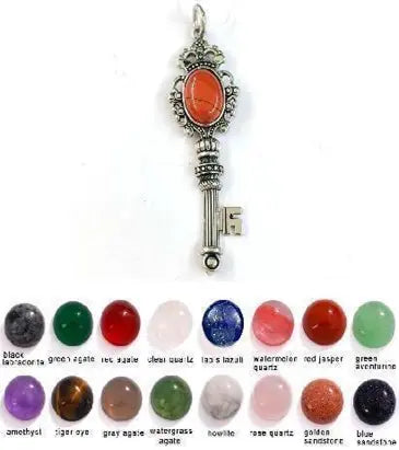 Handmade Natural Stone Gemstone Pendant with Copper & Silver, Stone Size 12*16mm, No. 90 ABC Rugs Kilims